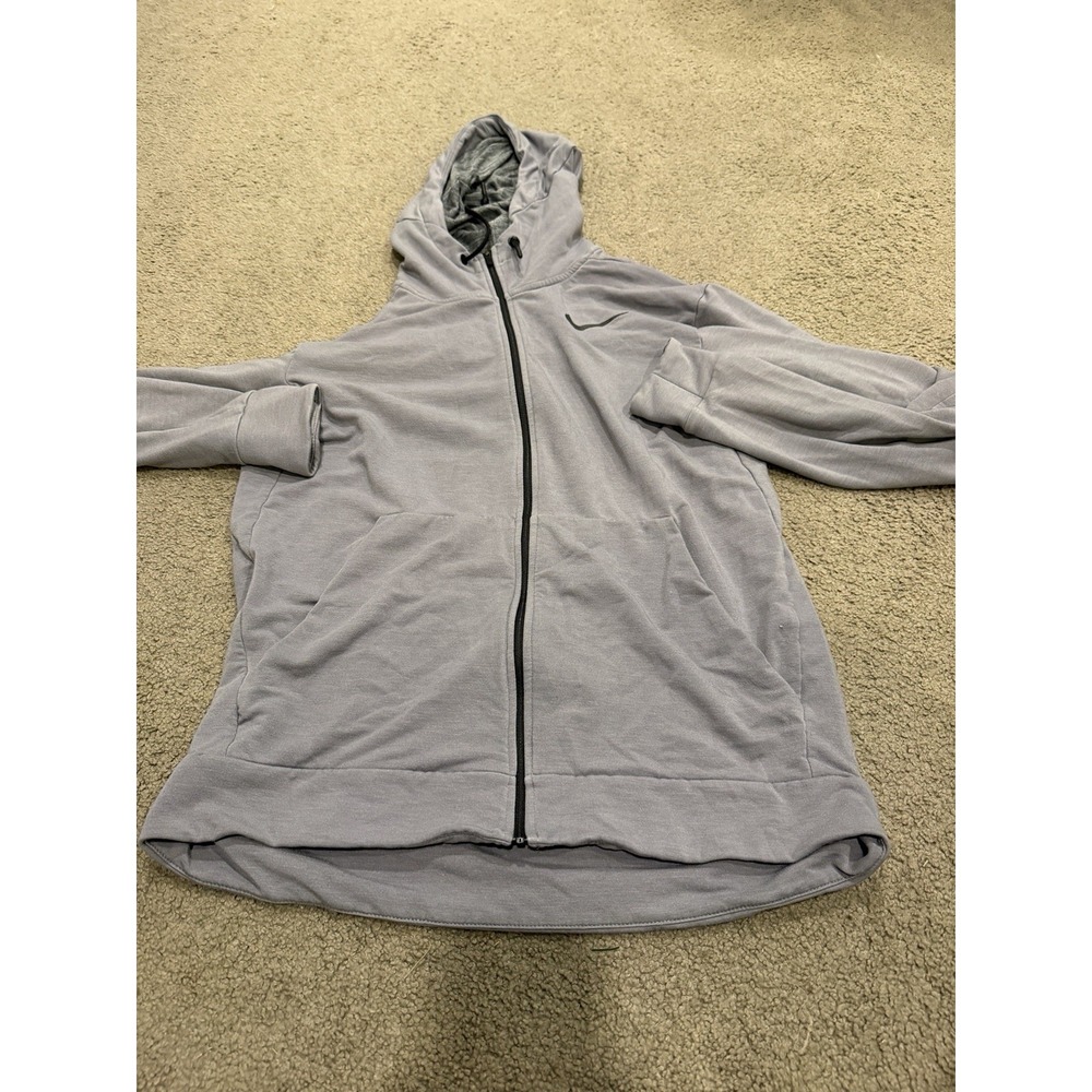 Nike Dri-FIT Jacket Mens Medium Gray Hooded Full Zip Track Athletic Running